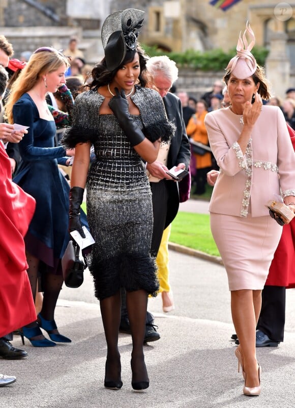 Naomi Campbell - Les invités arrivent à la chapelle St. George pour le mariage de la princesse Eugenie d'York et Jack Brooksbank au château de Windsor, Royaume Uni, le 12 octobre 2018.