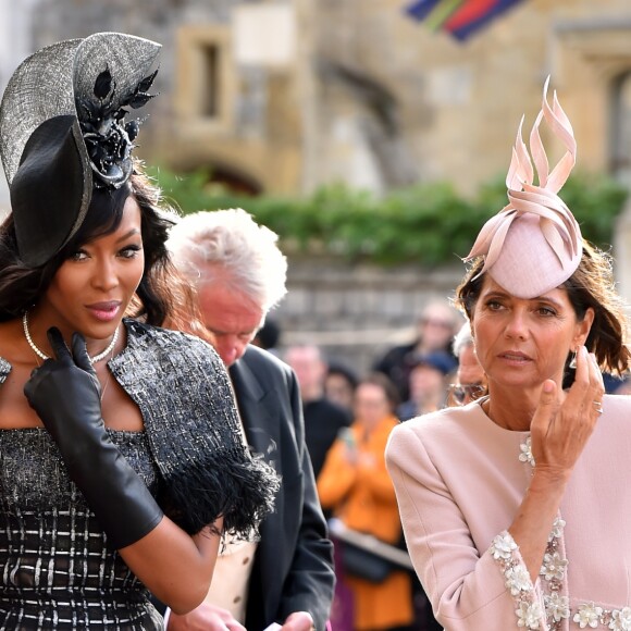 Naomi Campbell - Les invités arrivent à la chapelle St. George pour le mariage de la princesse Eugenie d'York et Jack Brooksbank au château de Windsor, Royaume Uni, le 12 octobre 2018.