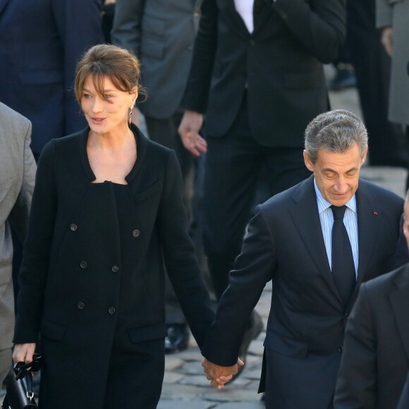 Carla Bruni Sarkozy et Nicolas Sarkozy - Arrivées à l'hommage national à Charles Aznavour à l'Hôtel des Invalides à Paris. Le 5 octobre 2018 © Jacovides-Moreau / Bestimage