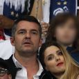 Arnaud Ducret et sa compagne Claire Francisci dans les tribunes du stade de France lors du match de ligue des nations opposant la France à l'Allemagne à Saint-Denis, Seine Saint-Denis, France, le 16 octobre 2018. La France a gagné 2-1.