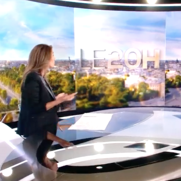 Laeticia Hallyday face à Anne-Claire Coudray dans le journal télévisé de TF1, vendredi 19 octobre 2018.