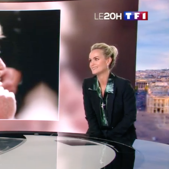 Laeticia Hallyday face à Anne-Claire Coudray dans le journal télévisé de TF1, vendredi 19 octobre 2018.