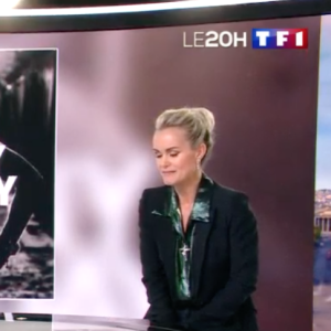 Laeticia Hallyday face à Anne-Claire Coudray dans le journal télévisé de TF1, vendredi 19 octobre 2018.