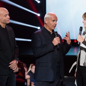 Exclusif - Daphné Bürki, Jimmy et Alize (gardes du corps de Johnny) - Enregistrement de l'émission "Johnny Hallyday, vos plus grands souvenirs" au Palais des Sports à Paris, le 17 octobre 2018. Diffusion le 23 octobre à 21h10 sur France 2. © Cyril Moreau / Bestimage