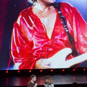 Exclusif - Daphné Bürki et François Gauthier (ingénieur son de Johnny Hallyday des dix dernières années) - Enregistrement de l'émission "Johnny Hallyday, vos plus grands souvenirs" au Palais des Sports à Paris, le 17 octobre 2018. Diffusion le 23 octobre à 21h10 sur France 2. © Cyril Moreau / Bestimage