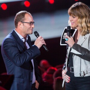 Exclusif - Daphné Bürki et Remi Bouet (président du fan club officiel de Johnny) - Enregistrement de l'émission "Johnny Hallyday, vos plus grands souvenirs" au Palais des Sports à Paris, le 17 octobre 2018. Diffusion le 23 octobre à 21h10 sur France 2. © Cyril Moreau / Bestimage