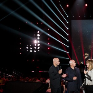 Exclusif - Daphné Bürki, Jimmy et Alize (gardes du corps de Johnny) - Enregistrement de l'émission "Johnny Hallyday, vos plus grands souvenirs" au Palais des Sports à Paris, le 17 octobre 2018. Diffusion le 23 octobre à 21h10 sur France 2. © Cyril Moreau / Bestimage