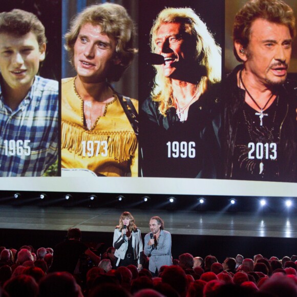Exclusif - Daphné Bürki, Mathieu, son dernier coiffeur - Enregistrement de l'émission "Johnny Hallyday, vos plus grands souvenirs" au Palais des Sports à Paris, le 17 octobre 2018. Diffusion le 23 octobre à 21h10 sur France 2. © Cyril Moreau / Bestimage