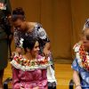 Le prince Harry, duc de Sussex et sa femme Meghan Markle, duchesse de Sussex (enceinte) visitent le campus de l'Université du Pacifique Sud ("University of the South Pacific") à Suva lors de leur voyage officiel aux îles Fidji, le 24 octobre 2018.