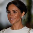 Meghan Markle, duchesse de Sussex (enceinte) à la Maison consulaire de Tonga le premier jour de leur visite dans le pays, le 25 octobre 2018.