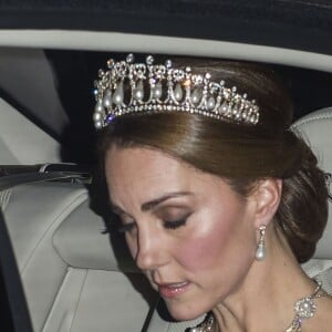 La duchesse Catherine de Cambridge après le dîner d'Etat organisé le 23 octobre 2018 en l'honneur du roi Willem-Alexander et de la reine Maxima des Pays-Bas au palais de Buckingham à Londres.