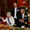 La reine Maxima et le roi Willem-Alexander des Pays-Bas ont été honorés par un dîner d'Etat organisé le 23 octobre 2018 par la reine Elizabeth II au palais de Buckingham à Londres dans le cadre de leur visite officielle.