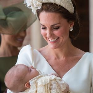 Image du baptême du prince Louis de Cambridge, fils du prince William et de la duchesse Catherine, le 9 juillet 2018 à Londres.