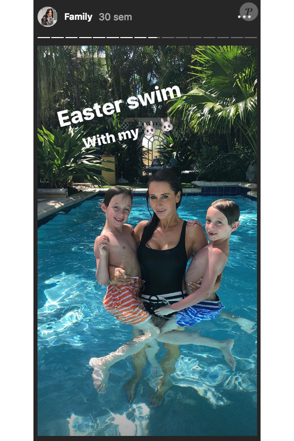 Jessica Mulroney, meilleure amie de Meghan Markle (duchesse de Sussex), et ses jumeaux Brian et John lors de Pâques 2018, image issue de sa story Instagram "Family".