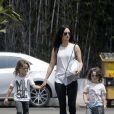 Exclusif - Megan Fox se promène avec ses enfants Noah et Bodhi à Los Angeles le 20 juillet 2017