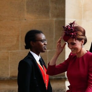 La duchesse Catherine de Cambridge (Kate Middleton) au mariage de la princesse Eugenie d'York le 12 octobre 2018 à Windsor.