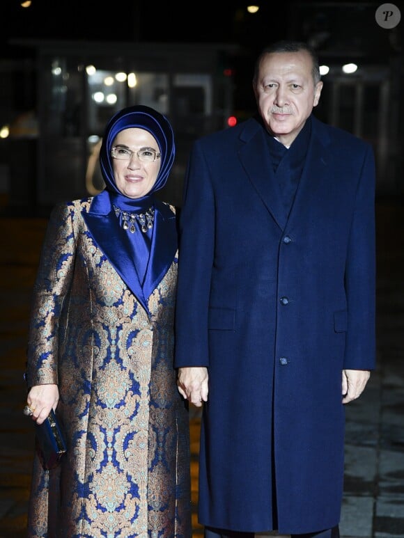 Le président de la République de Turquie Recep Tayyip Erdogan et sa femme Emine Erdogan - Extérieur - Arrivées au dîner d'Etat à l'occasion de la cérémonie internationale du centenaire de l'armistice de 1918 au Musée d'Orsay à Paris, France, le 10 novembre 2018. © Cyril Moreau/Bestimage