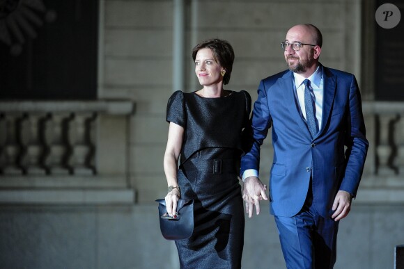 Le Premier ministre de la Belgique Charles Michel et sa compagne Amélie Derbaudrenghien - Extérieur - Arrivées au dîner d'Etat à l'occasion de la cérémonie internationale du centenaire de l'armistice de 1918 au Musée d'Orsay à Paris, France, le 10 novembre 2018. © Cyril Moreau/Bestimage