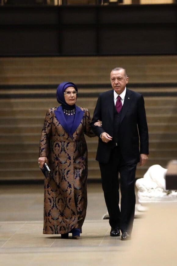 Le président de la République de Turquie Recep Tayyip Erdogan et sa femme Emine Erdogan - Arrivées au dîner d'Etat à l'occasion de la cérémonie internationale du centenaire de l'armistice de 1918 au Musée d'Orsay à Paris, France, le 10 novembre 2018. © Cyril Moreau/Bestimage