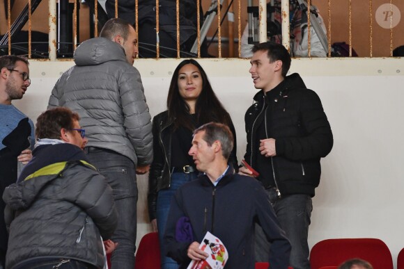 Louis Ducruet et sa fiancée Marie Chevallier au stade Louis-II de Monaco pour le match entre l'AS Monaco et le Paris Saint-Germain (0-4) en clôture de la 13e journée du championnat de Ligue 1, le 11 novembre 2018. © Bruno Bebert/Bestimage