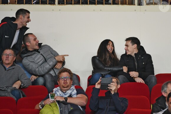 Louis Ducruet et sa fiancée Marie Chevallier au stade Louis-II de Monaco pour le match entre l'AS Monaco et le Paris Saint-Germain (0-4) en clôture de la 13e journée du championnat de Ligue 1, le 11 novembre 2018. © Bruno Bebert/Bestimage