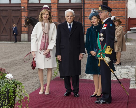 King Carl Gustaf, Queen Silvia, President, Sergio Mattarella and Laura Mattarella. leaving the lunch hosted by the royal Swedish family at the court yard at the Royal palace in Stockholm, Sweden, on November 13, 2018. Photo by Robert Eklund/Stella Pictures/ABACAPRESS.COM13/11/2018 - Stockholm