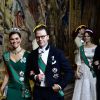 La princesse héritière Victoria de Suède et le prince Daniel lors du dîner officiel donné au palais Drottningholm à Stockholm le 13 novembre 2018 pour la visite officielle du président italien Sergio Mattarella et sa fille Laura.