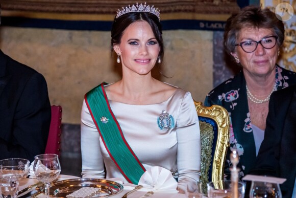 La princesse Sofia de Suède lors du dîner officiel donné au palais Drottningholm à Stockholm le 13 novembre 2018 pour la visite officielle du président italien Sergio Mattarella et sa fille Laura.