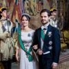 La princesse Sofia et le prince Carl Philip de Suède lors du dîner officiel donné au palais Drottningholm à Stockholm le 13 novembre 2018 pour la visite officielle du président italien Sergio Mattarella et sa fille Laura.