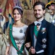  La princesse Sofia et le prince Carl Philip de Suède lors du dîner officiel donné au palais Drottningholm à Stockholm le 13 novembre 2018 pour la visite officielle du président italien Sergio Mattarella et sa fille Laura. 