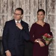  Le prince Daniel et la princesse Victoria de Suède lors d'un déjeuner à l'Hôtel de Ville de Stockholm le 14 novembre 2018 lors de la visite officielle du président italient Sergio Mattarella et sa fille Laura. 