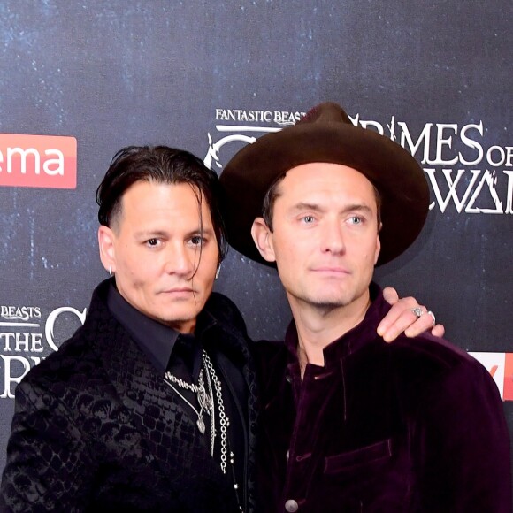 Johnny Depp et Jude Law à la première première du film "Les animaux fantastiques : Les crimes de Grindelwald" à Londres le 13 novembre 2018.
