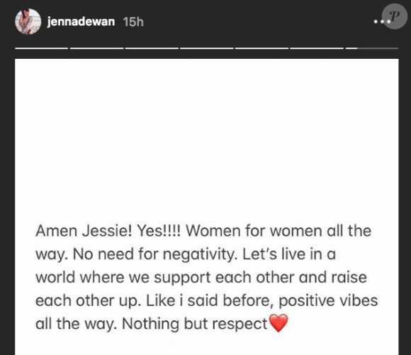 La réponse de Jenna Dewan a Jessie J sur Instagram, le 17 novembre 2018.