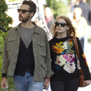 Exclusif - Jessica Chastain et son mari Gian Luca Passi de Preposulo se promènent à Montréal le 7 septembre 2017.