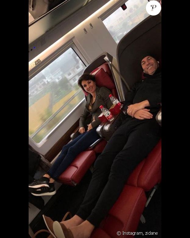 Zinédine Zidane avec son épouse Véronique dans un train en Chine. (photo postée sur Instagram le 28 novembre 2018).