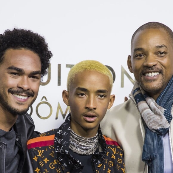 Will Smith et ses fils Jaden et Trey Smith - Soirée d'ouverture de la boutique Louis Vuitton place Vendôme à Paris, le 2 octobre 2017.