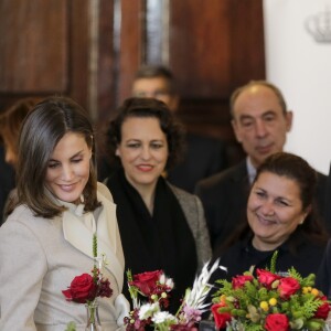 La reine Letizia d'Espagne assistait au 40e anniversaire de l'Institut national de l'emploi à Madrid le 28 novembre 2018.