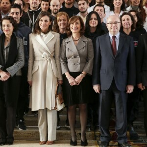 La reine Letizia d'Espagne assistait au 40e anniversaire de l'Institut national de l'emploi à Madrid le 28 novembre 2018.