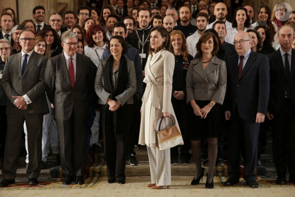 La reine Letizia d'Espagne assistait au 40e anniversaire de l'Institut national de l'emploi à Madrid le 28 novembre 2018.