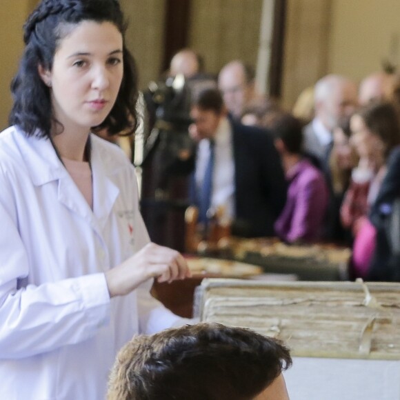 La reine Letizia d'Espagne assistait au 40e anniversaire de l'Institut national de l'emploi à Madrid le 28 novembre 2018.