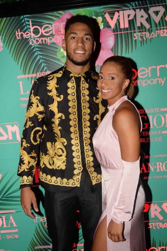 Exclusif - Tony Yoka et sa femme Estelle Mossely - Anniversaire d'E.Mossely au VIP Room à Saint-Tropez, Côte d'Azur, France, le 19 août 2018. © Rachid Bellak/Bestimage