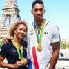 Estelle Mossely et son compagnon Tony Yoka - Conférence de presse et photocall avec les athlètes français de retour des Jeux Olympiques de Rio à l'hôtel Pullman face a la Tour Eiffel à Paris le 23 août 2016 © Jean-René Santini / Bestimage