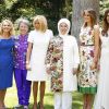 Les conjointes des dirigeants du G20, la Turque Emine Erdogan, la Canadienne Sophie Grégoire-Trudeau, la Chinoise Peng Liyuan, l'Argentine Juliana Awada, l'Américaine Melania Trump, la Singapourienne Lee Hsien Loong, la femme du président du Conseil européen Malgorzata Tusk, la Sud-Coréenne Kim Jung-sook, la Française Brigitte Macron, la Japonaise Akie Abe, l'Indonésienne Mufidah Jusuf Kalla, la femme du président de la BID, Maria Gabriela Sigala, ainsi que la femme du président du Financial Stability Board, Diana Carney, posent à la Villa Ocampo à San Isidro, Argentine, le 30 novembre 2018, dans le cadre du programme des conjoints en marge du sommet du G20. © G20 Argentina/Zuma Press/Bestimage