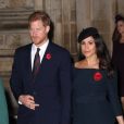 Le prince Harry, duc de Sussex, et Meghan Markle (enceinte), duchesse de Sussex, à l'abbaye de Westminster lors du service commémoratif pour le centenaire de la fin de la Première Guerre mondiale à Londres le 11 novembre 2018