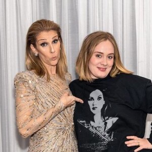 Céline Dion pose avec Adele, à Las Vegas, en janvier 2018