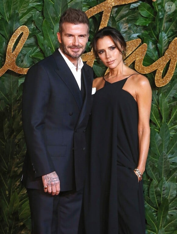 David et Victoria Beckham assistent aux Fashion Awards 2018 au Royal Albert Hall à Londres, le 10 décembre 2018.