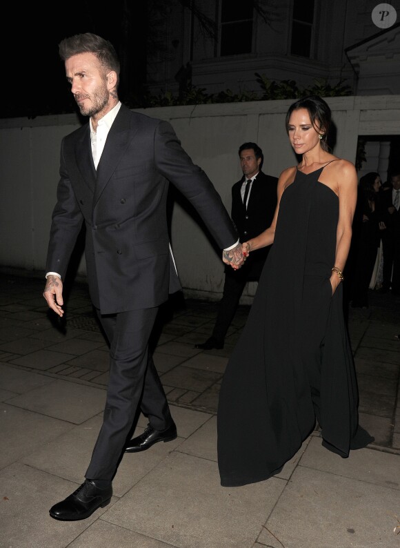 David Beckham et sa femme Victoria Beckham sont allés à l'after-party des British Fashion Awards à Londres, le 10 décembre 2018.