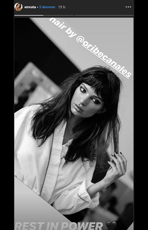 Emily Ratajkowski a partagé une photo d'elle en story Instagram pour rendre hommage au regretté coiffeur Oribe Canales. Le 17 décembre 2018