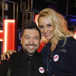 Exclusif - Chris Marques et Elodie Gossuin-Lacherie (Miss France 2001) - Dans les coulisses de l'engistrement l'émission "Tout le monde chante contre le cancer : les stars relèvent le défi" au Palais des Sports à Paris, le 11 décembre 2018. Diffusion prévue le 3 janvier 2019 à 21h sur W9 © Ausset Lacroix- Guignebourg / Bestimage