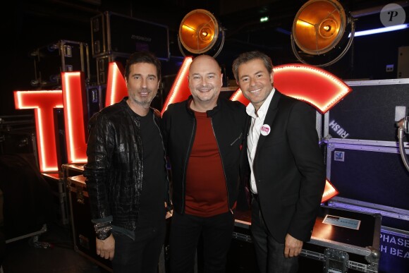 Exclusif - Richard Orlinski, Sébastien Cauet et Jérôme Anthony - Dans les coulisses de l'engistrement l'émission "Tout le monde chante contre le cancer : les stars relèvent le défi" au Palais des Sports à Paris, le 11 décembre 2018. Diffusion prévue le 3 janvier 2019 à 21h sur W9 © Ausset Lacroix- Guignebourg / Bestimage
